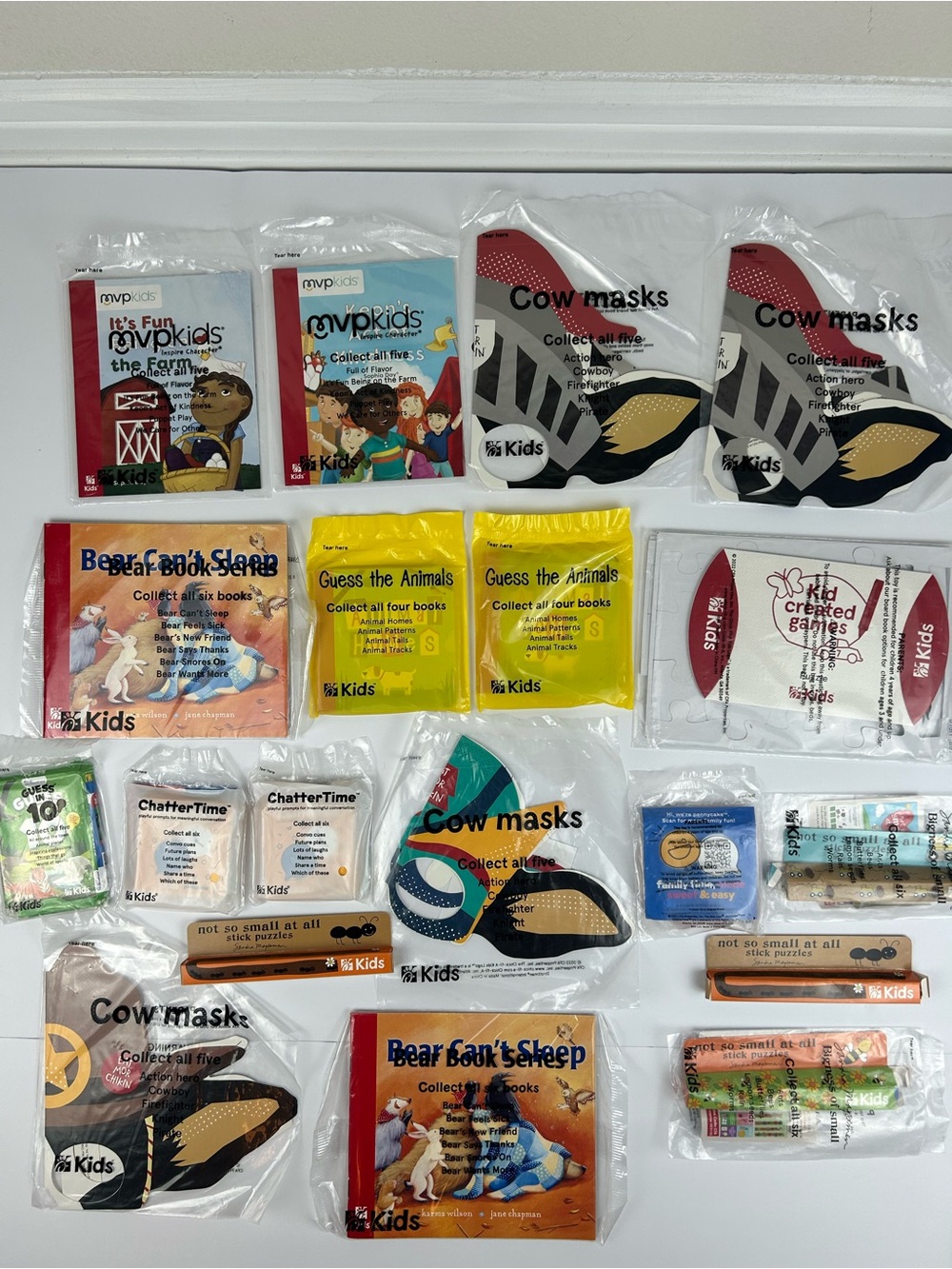 Chick-fil-A Kids Games Lot 19pc 2022 2023 Cow Masks Puzzles Books New